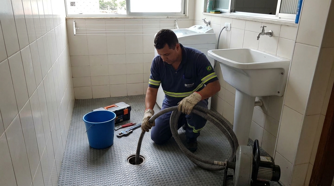 Desentupimento de ralo residencial em Bauru‑SP