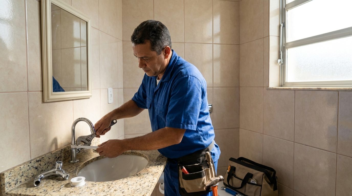 Instalação de torneira de banheiro em Bauru‑SP