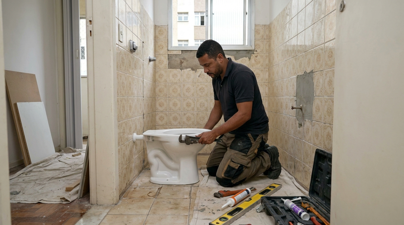 Instalação de vaso sanitário profissional em Bauru‑SP