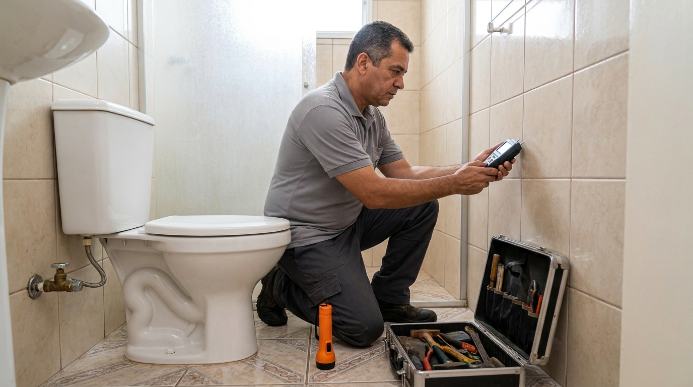 Técnico de caça vazamento com detector em Bauru‑SP
