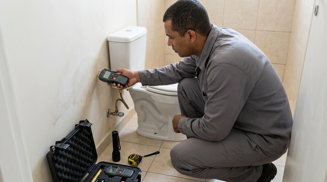 Técnico de caça vazamento em residência em Bauru‑SP